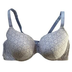 Cacique Lightly Lined T-Shirt Bra 46DD Blue White Adjustable Straps Underwire